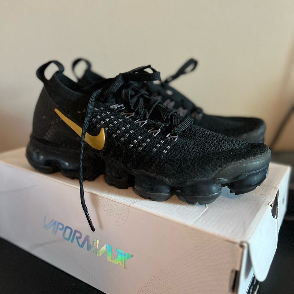Nike Vapormax Black with Gold Swoosh